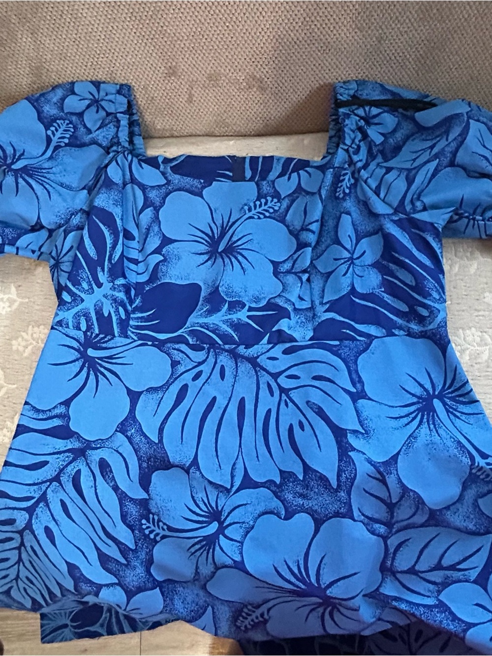 Hawaiian Dress Mumu by Smart Design Blue Tropical Floral Size XL Made in Hawaii - Picture 3 of 9